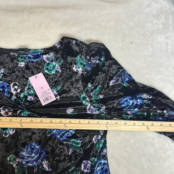 Wild Fable Black and Blue Floral Mini Dress great with pair leggings - Picture 6 of 9